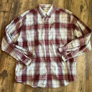 Eddie Bauer Red and White Casual Button Down Shirt